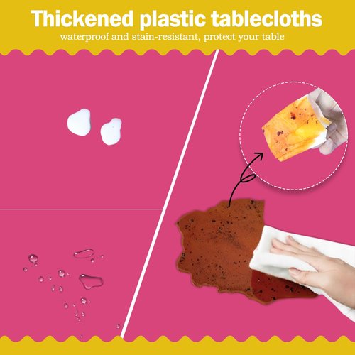 Hot Pink 6 Pack Plastic Table Cloth 54" x 108", Disposable Tablecloths Rectangle Table Cover, Plastic Tablecloths for Parties