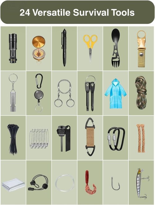 HOOK-EZE Survival Kit Advent Calendar 2025 - 24 Days of Essential Survival Gear for Camping & Hiking