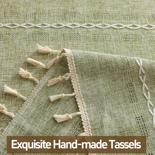 DreDecor 2-Piece Sage Green Sheer Curtains 50"W x 84"L Boho Farmhouse Style