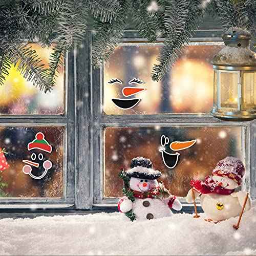 36 Pcs Snowman Faces Christmas Vinyl Stickers for Crafts Snowman Face Decals Glass Water Bottles Window Sticker Art Wall Decor for Christmas Party Supplies Home Decoration