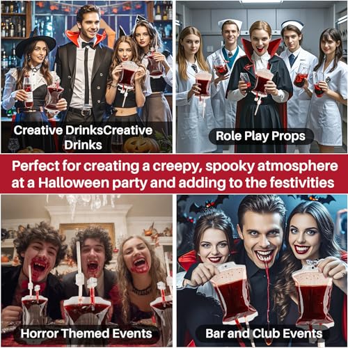 Halloween Blood-Bags for Drinks - Halloween Blood Bags Party Supplies,Halloween Blood Bag Drink Pouch,Halloween Simulation Blood Bag for Halloween Party Decorations,Christmas 10PCS