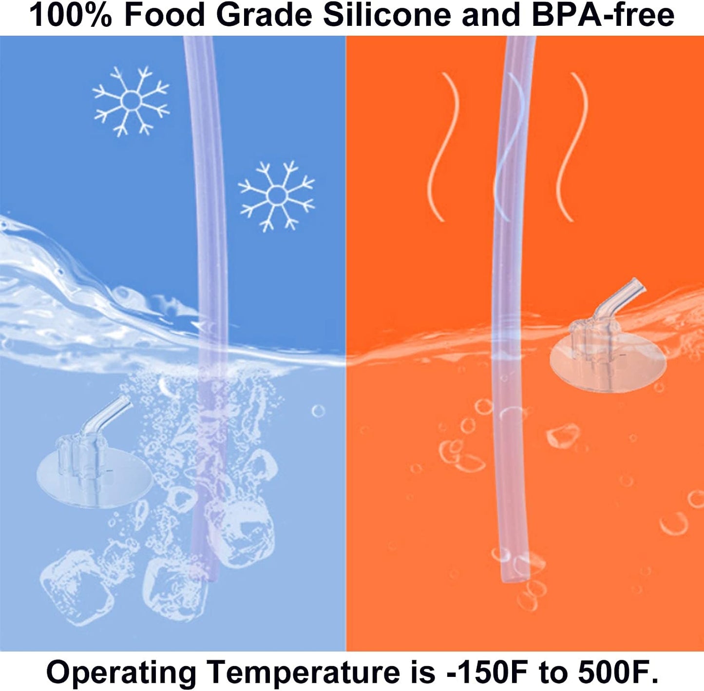 Thermos Replacement Straws - 8 Silicone Sipper Straws & Cleaning Brushes for 12 Ounce Bottle