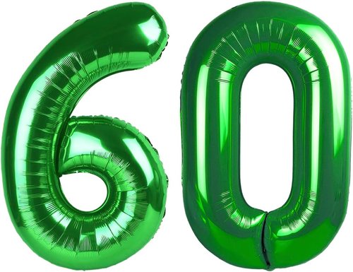 60th Birthday Party Decorations | Skiennix Dark Green Giant 40-Inch Foil Number 60 Balloon