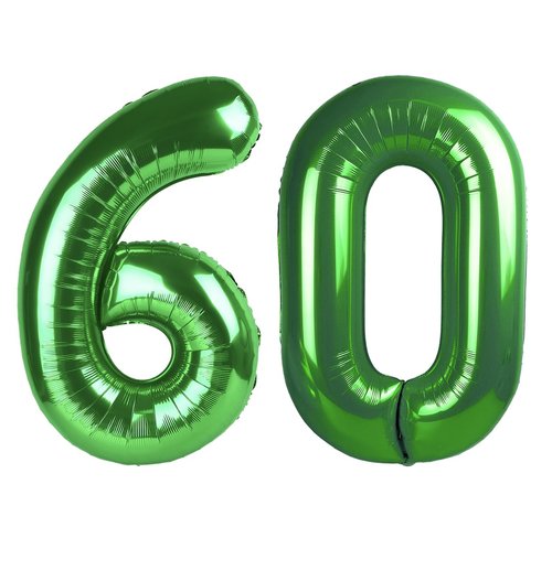 Green Number 60 Balloon 40 inch, 60th Green Birthday Decorations, 60 Year Old Women Men Party Supplies, St. Patrick's Day Games Theme Birthday Deco