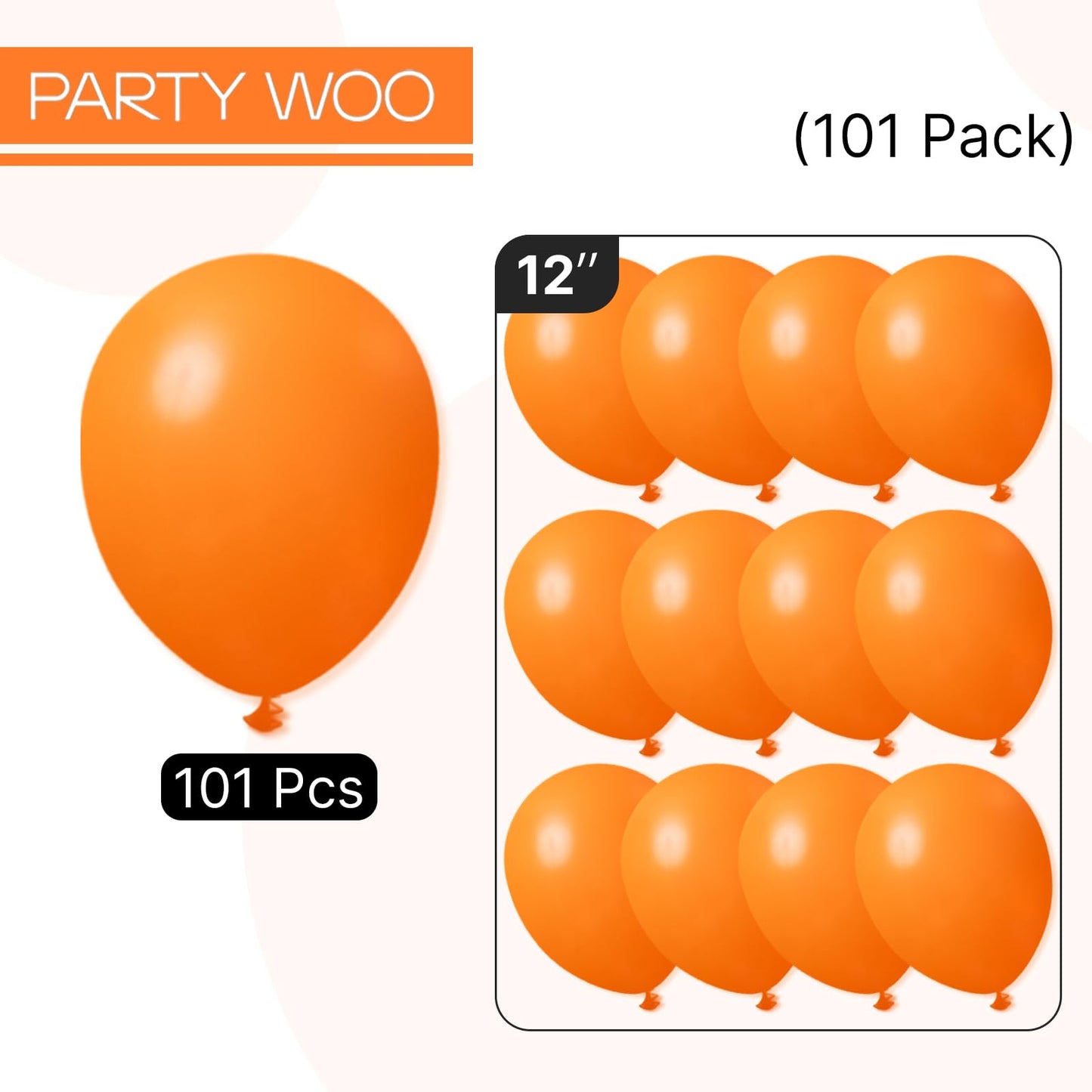 PartyWoo Orange Balloons 101pcs 12 Inch Fall Latex Helium Balloons for Birthday Baby Shower Graduation Tangerine Little Cutie Pumpkin Tropical Sunshine Boho Theme Party Decorations Orange-Y9
