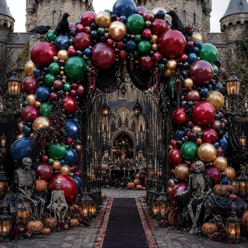 Aurovia Double Stuffed Dark Green, Red, Blue & Gold Balloon Arch Kit for Christmas, New Year & Parties (Variation: Red Blue Green Gold)