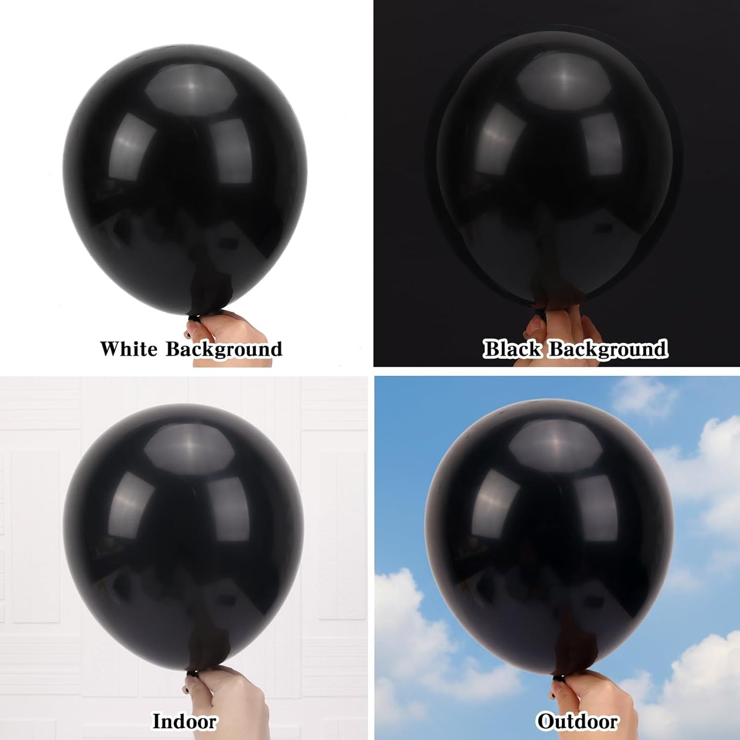 RUBFAC Black Latex Balloons Set - 154pcs in 5-18 Inches for Halloween Party & Wedding Decor
