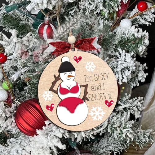 Funny Holiday Ornament 2025 ? Wooden Christmas Tree Decoration for Adults - Exchange Funny Ornaments for Adults - Naughty Ugly Christmas Tree Hanging - Unique Christmas Ornaments