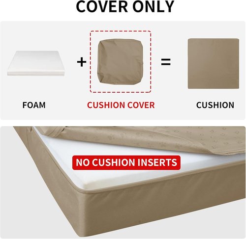 Easy-Going Waterproof Patio Cushion Covers - 24x24x4 Inch Non-Slip Replacement Slipcovers | 4 Pack in Camel
