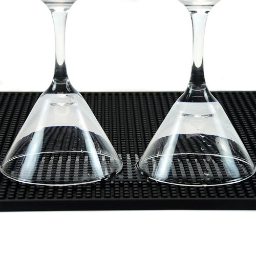 BARsics PVC Bar Service Mat for Cocktail Bartender 18x12 inches (Black 2-Pack)
