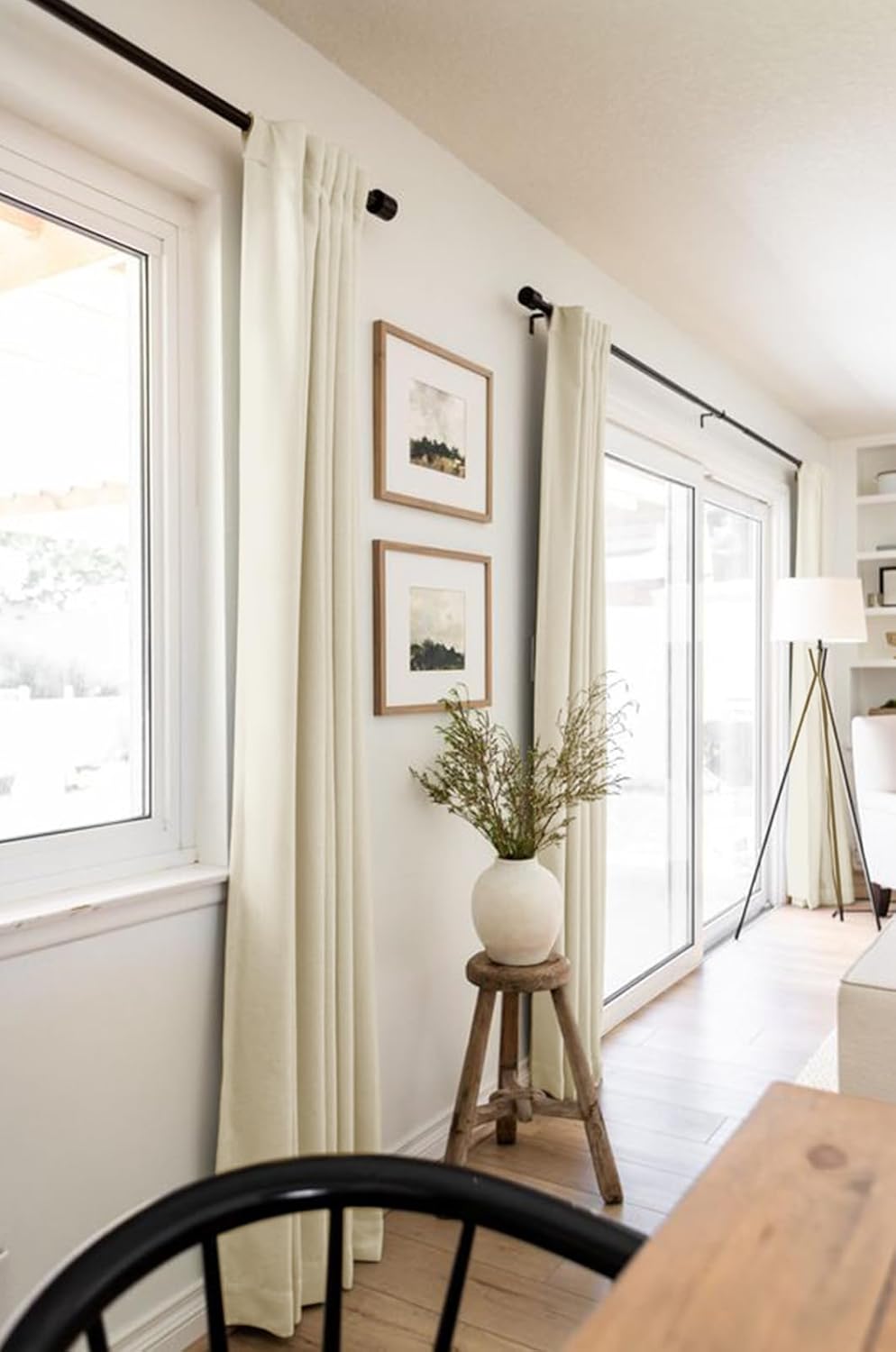 Skiennix 100% Blackout Linen Curtains - Thermal Insulated Drapes for Bedroom | 50" W x 84" L, Light Cream, 2 Panels Set