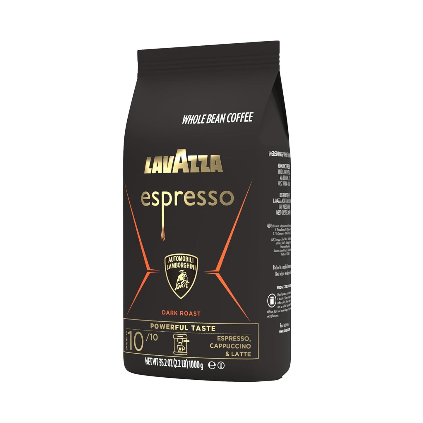 Lavazza Espresso Whole Bean - Dark Roast Arabica & Robusta Blend - 2.2 lb Bag