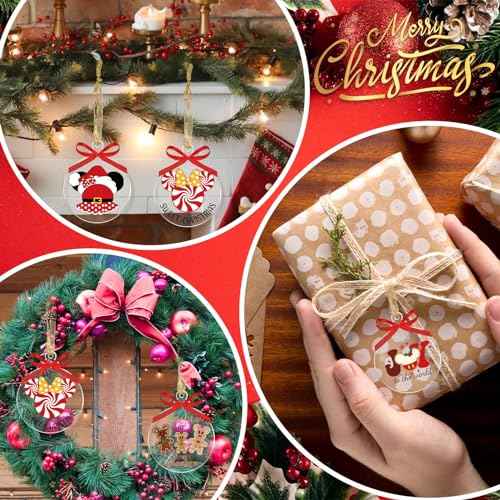 Clear Acrylic Ornaments - 12pcs Round Christmas Tree Decorations with Mouse Design Craft Ornaments for Party Hanging
