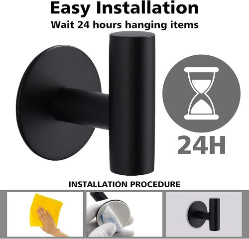 Bntuk Heavy Duty Adhesive Hooks - Stainless Steel Waterproof Coat & Towel Holders | 2 Pack