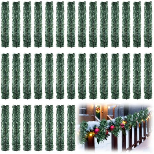 24 Pcs Green Christmas Garland Ties 14 Inch Artificial Pine Needles