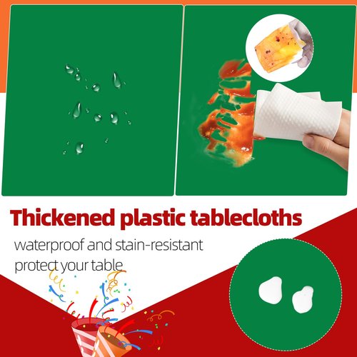 Green 6 Pack Plastic Table Cloth 84", Disposable Round Tablecloth Table Cover, Plastic Tablecloths for Parties