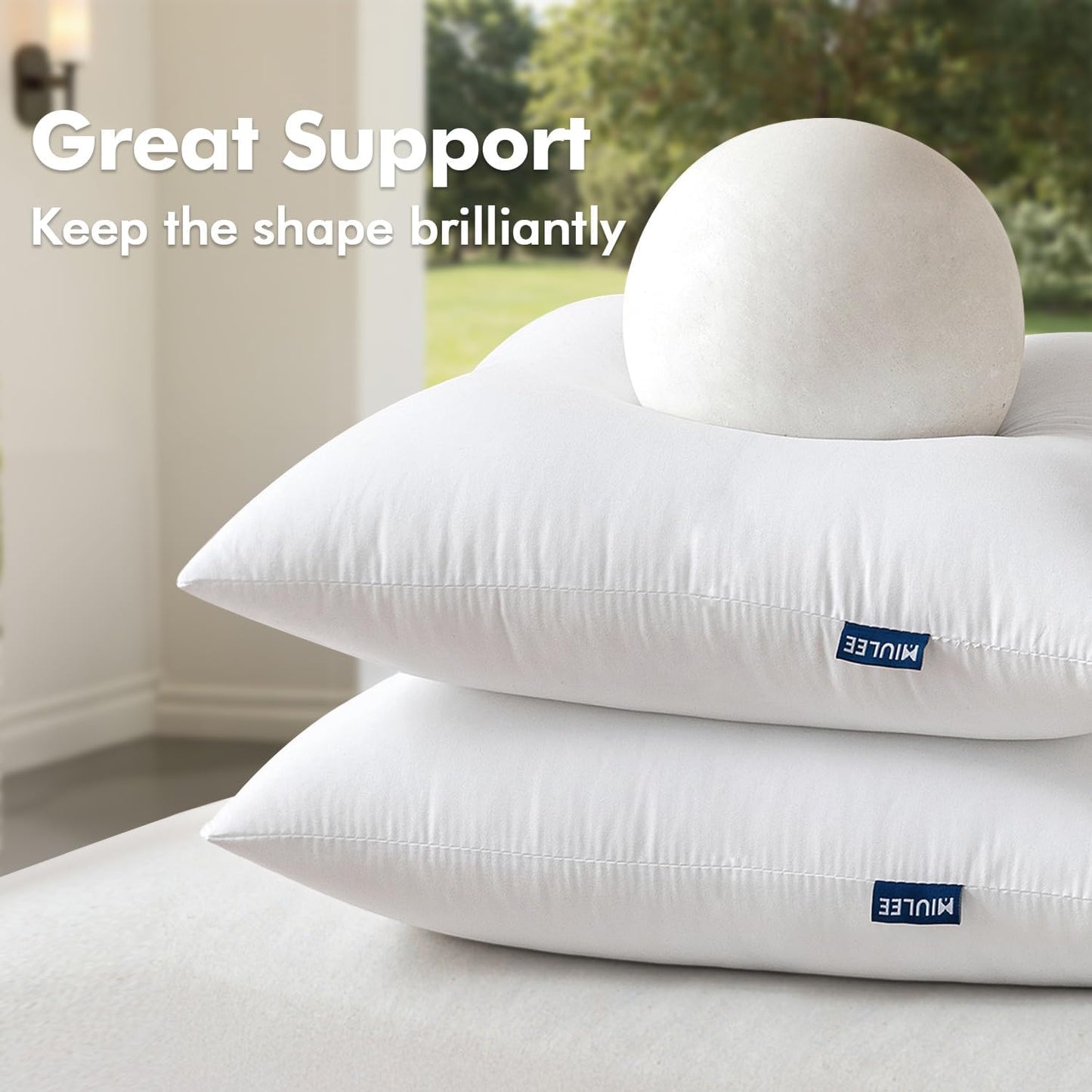 MIULEE Outdoor Pillow Inserts - Water-Resistant Decorative Throw Pillows | Pack of 2, 18x18 Inches