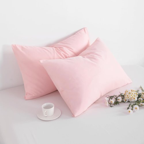 FLXXIE Pillow Cases - Soft Microfiber Queen Pillow Covers | Wrinkle Resistant, 2-Piece Set, Blush Pink 20x30