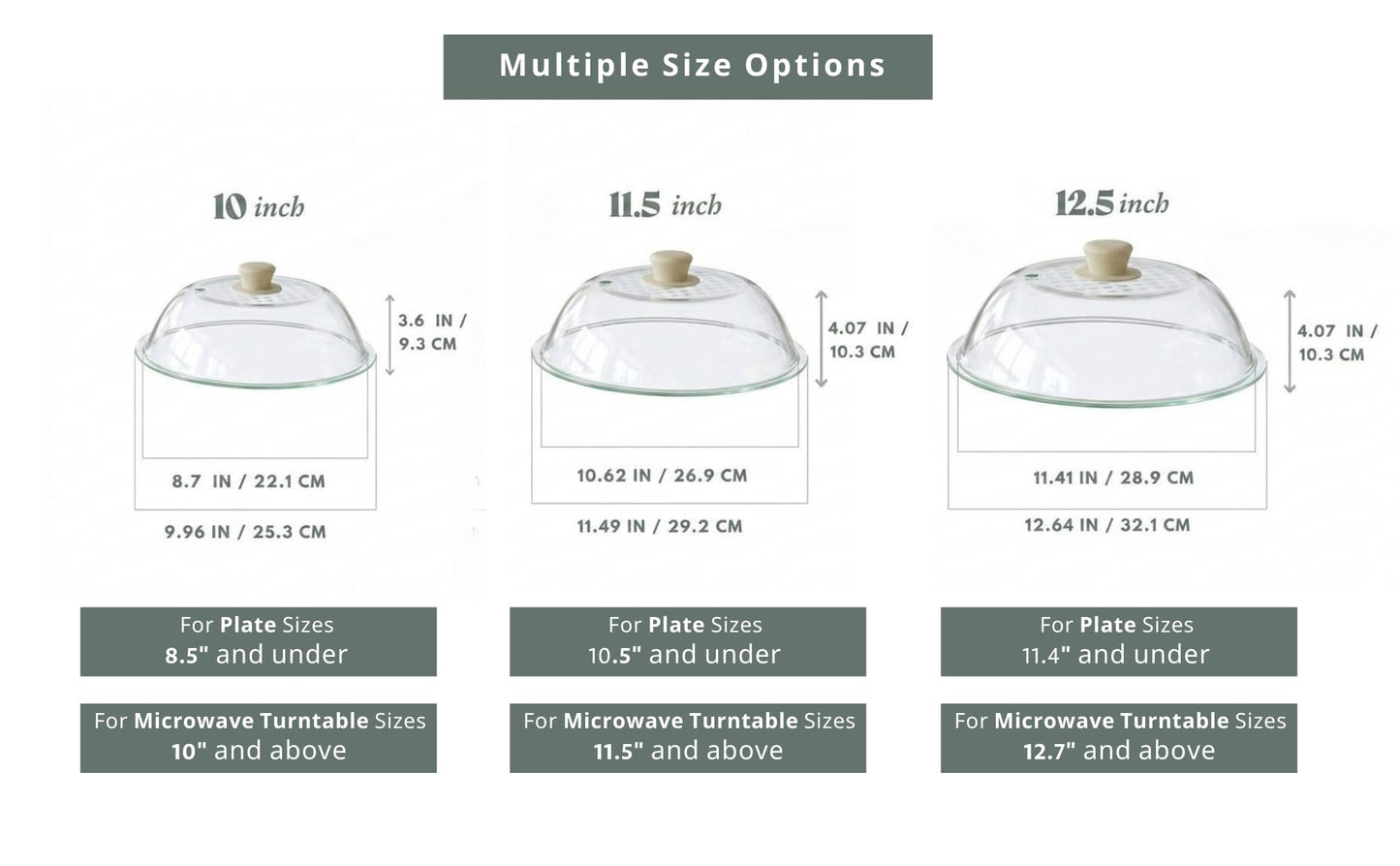 OEC Lighter Weight Tempered Glass Microwave Splatter Cover - 10 inch (Inner Diameter 8.7”) - Heat-Resistant - Durable Glass Lid with Vent, Silicone Knob, Dishwasher Safe, 100% Food Grade - BPA Free