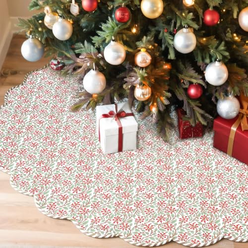 MiniInflat 60 Inch Christmas Tree Skirt - Red and Green Holiday Decor