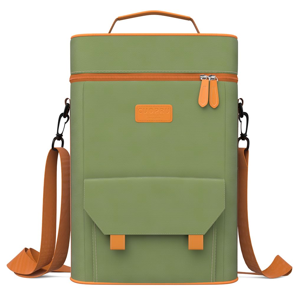 Cuopru Premium Yerba Mate Kit Carrier Tote Bag - Double Layer Waterproof 2 Wine Bottle Pockets Portable Bag for Travel, Picnic, Beach