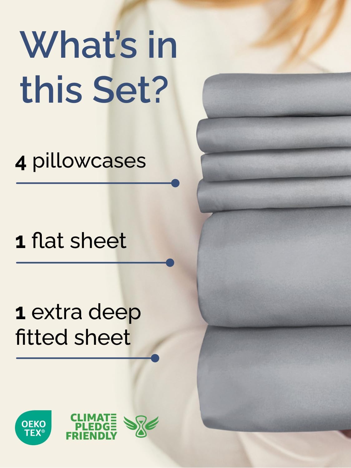 Skiennix Extra Deep Full Sheet Set - 6 Piece Breathable Cooling Sheets - Luxury Hotel Quality - Steel Blue