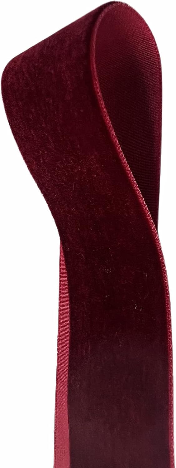 QIANF Velvet Ribbon - 1.5-Inch Wide, 25-Yard Spool in Elegant Burgundy Color