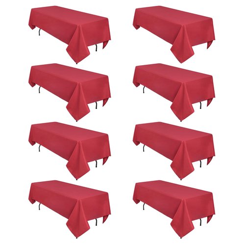 Heneger CozRhythm 8 Pack Red Tablecloth 60 x 126 Inch Rectangular Table Cloth for 8 Foot Rectangle Tables, Wrinkle Resistant Washable Polyester Fabric for Holiday Buffet Wedding Party and Banquet