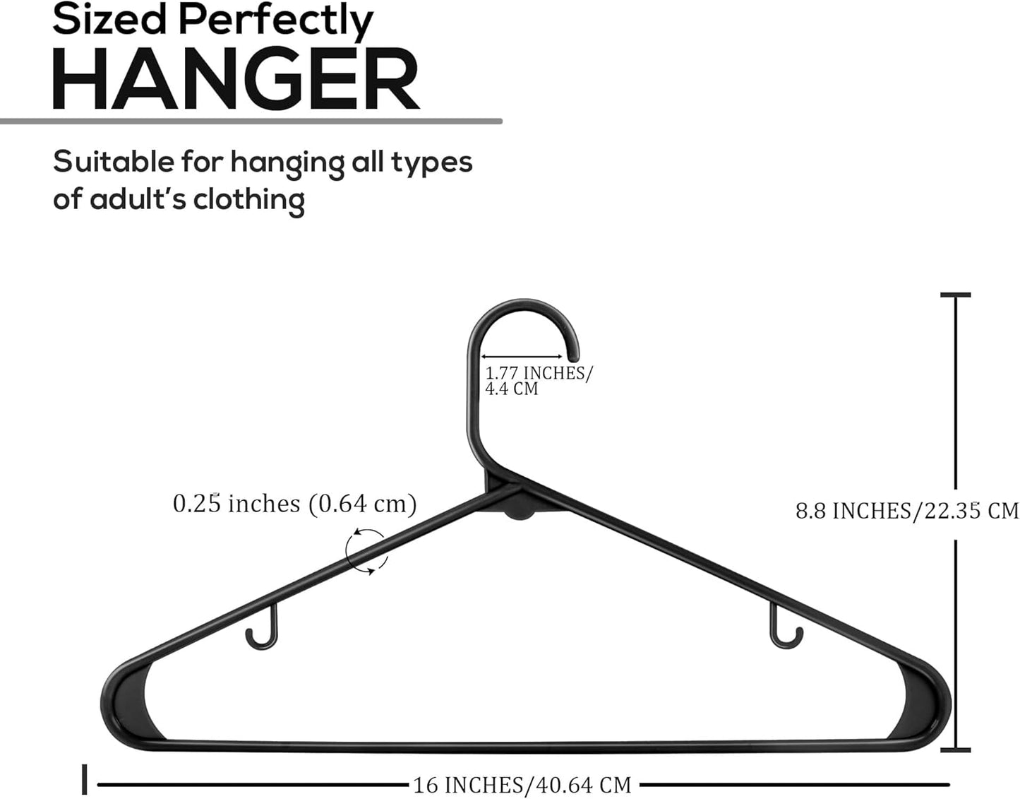 Utopia Home Plastic Hangers - Durable Space-Saving Clothes Organizer - 20 Pack for Shirts, Pants & Coats (Black)