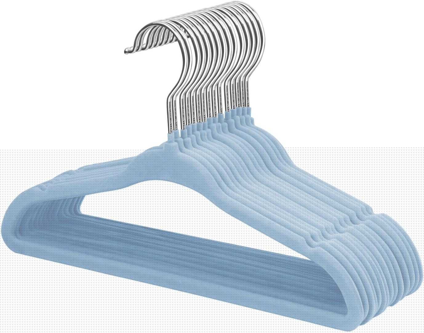 ManGotree Kids Velvet Clothes Hangers - Non-Slip Space-Saving Design | 15-Pack in Blue