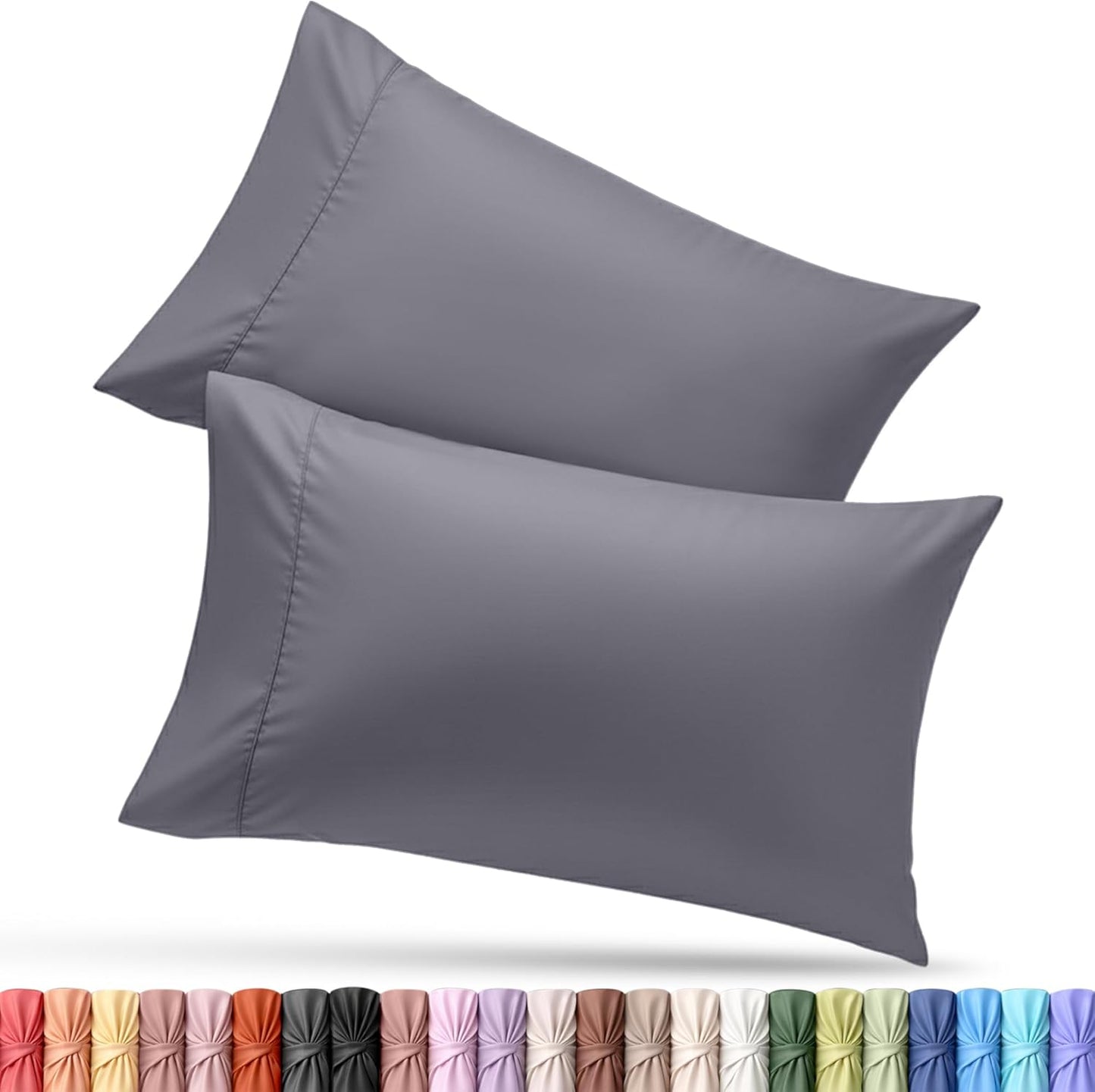Utopia Bedding Pillow Cases - Soft Brushed Microfiber | Queen Size 2-Pack, Oeko-TEX Certified, 20x26 Inches (Grey)