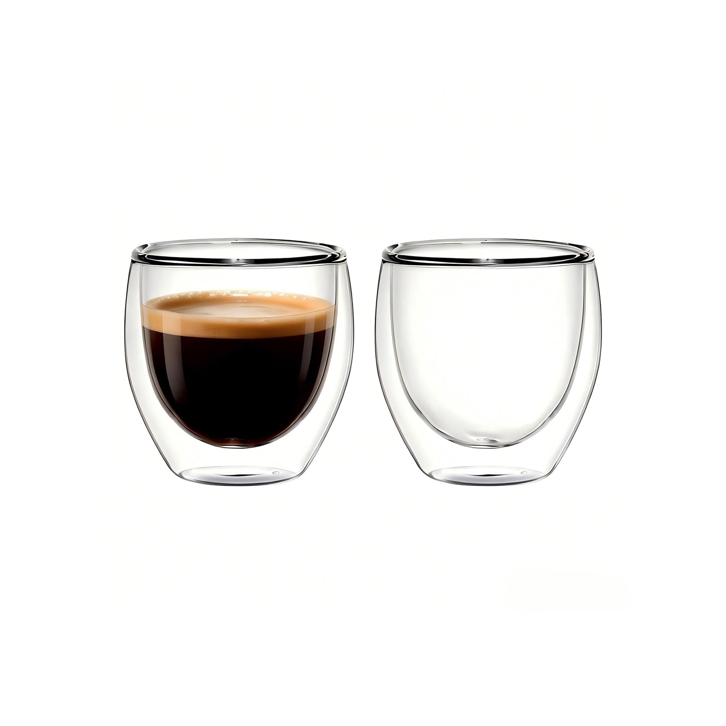 TEPLONEST Double Walled Espresso Cups, 5oz Clear Expresso Mugs, Small Insulated Espresso glasses for Coffee Machines, Set of 2