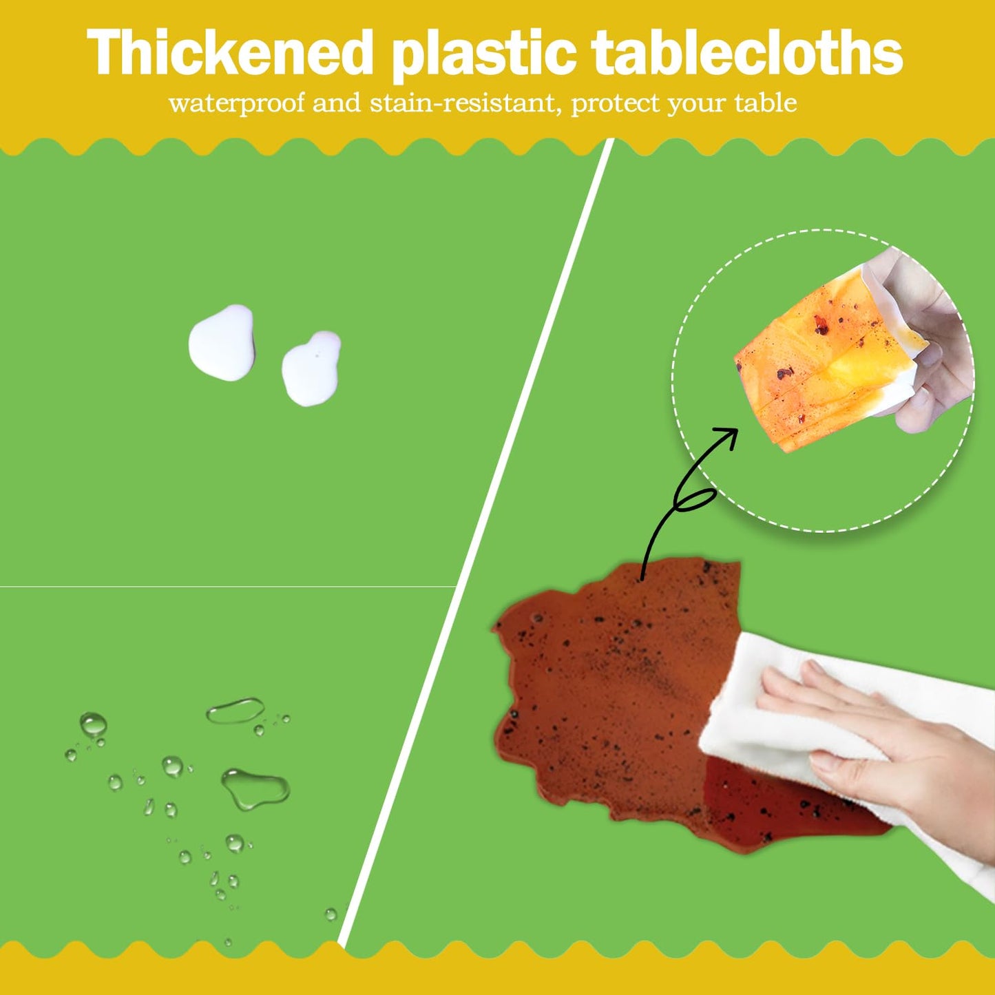 tujol Lime Green 6 Pack Plastic Table Cloth 54" x 108", Disposable Tablecloths Rectangle Table Cover, Plastic Tablecloths for Parties