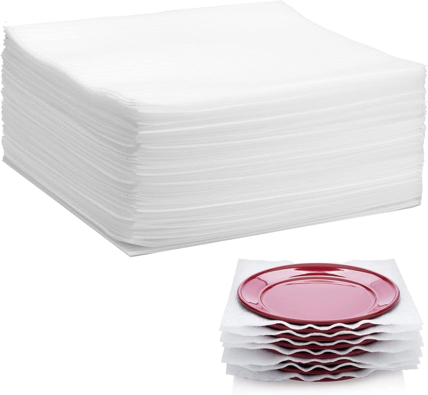 Skiennix Foam Wrap Sheets - 12”x12” Packing Foam for Dishes & Glassware | 50 Pack