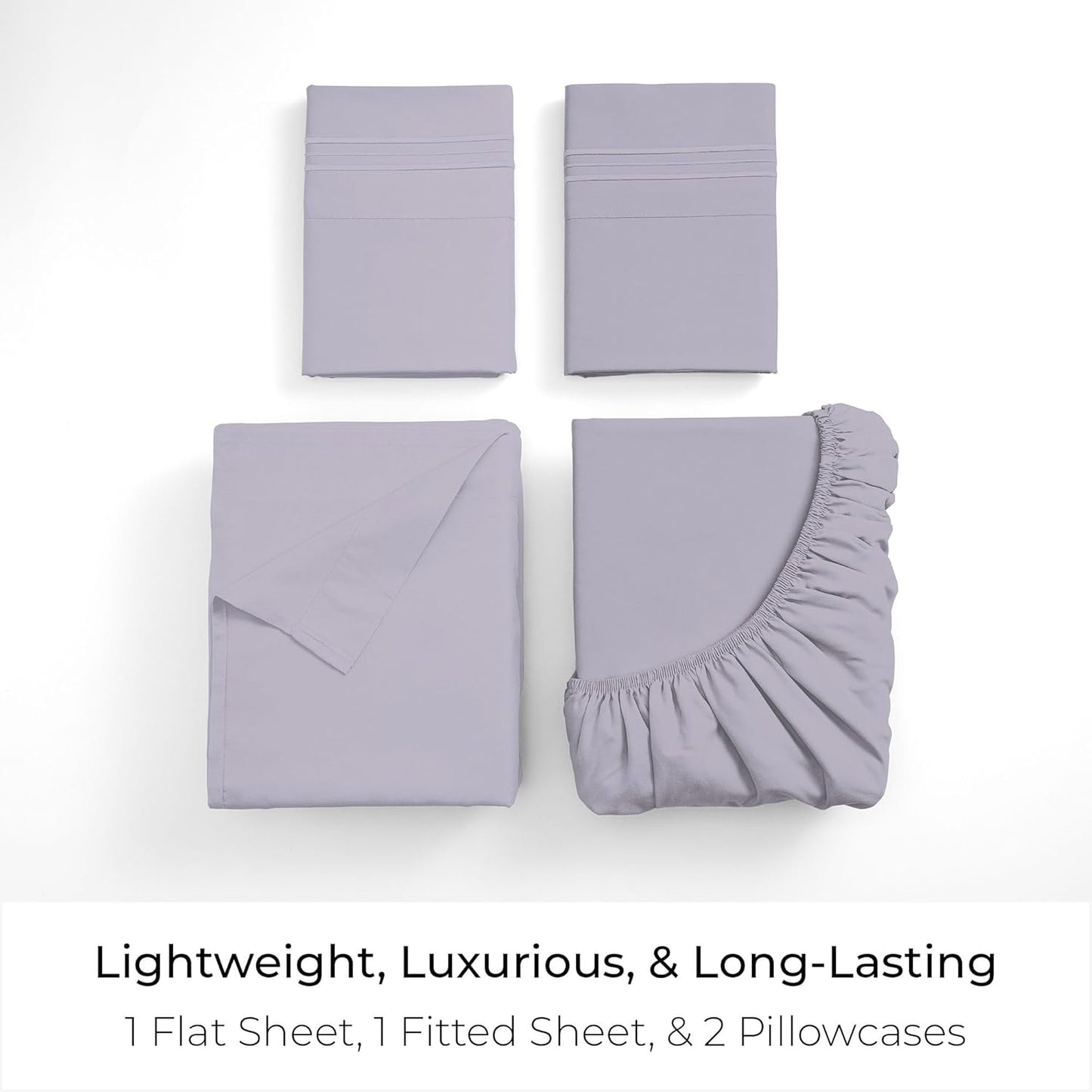 Mellanni Queen Sheets Set - 4 PC Luxury Bedding | Extra Soft, Cooling & Wrinkle Resistant (Queen, Lavender)