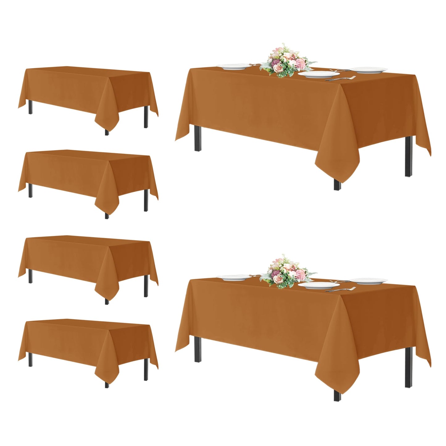 sancua 2 Pack Tablecloth Rectangular 60x102 Inch Light Brown, Thanksgiving Table Cloth Rectangle for 6 Foot Tables - Stain and Wrinkle Resistant Washable Polyester Cover for Fall Dining Parties Bronze