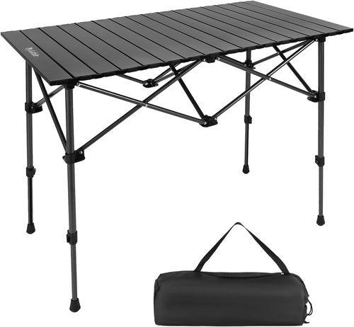 Byliable Folding Camping Table - Portable Aluminum Roll-Up Design with Adjustable Height | Lightweight Black for Outdoor Use