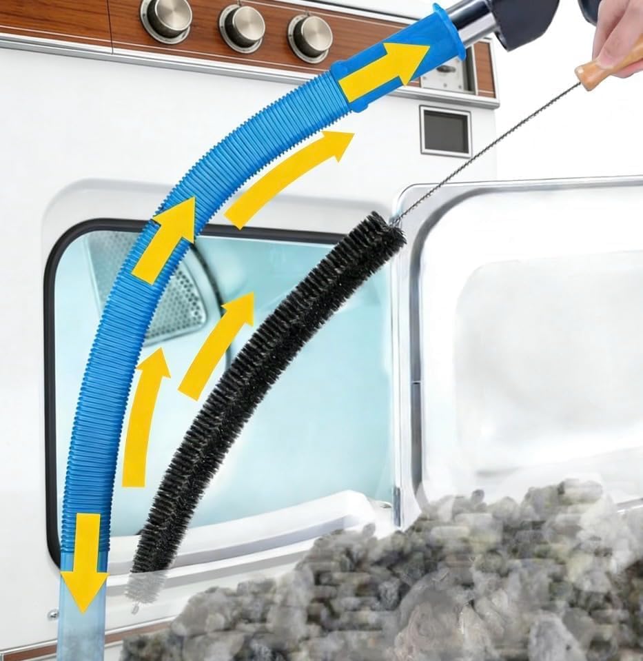 Skiennix Dryer Vent Cleaner Kit - 2 Pieces with Lint Brush & Vacuum Hose Attachment | Universal Connector