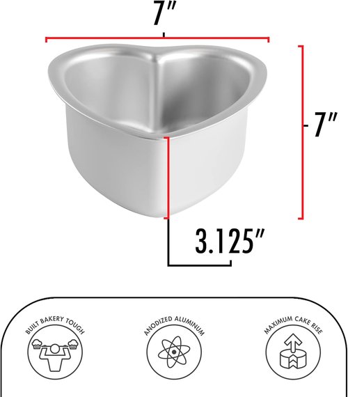 Fat Daddio's Heart Cake Pan - Anodized Aluminum, 6 x 3 Inch for Perfect Baking Results