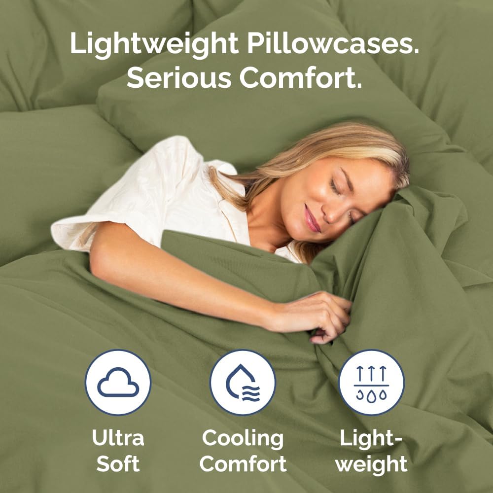 King Pillow Cases by [Brand Name] - Ultra Soft Hotel Quality Covers | Wrinkle-Free & Stain Resistant - 2 Piece Set in Sage Green