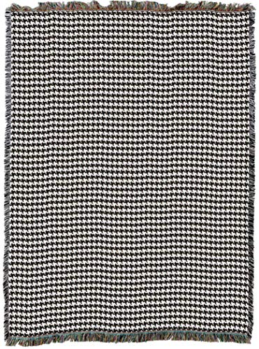 Pure Country Weavers 72x54 Houndstooth Grey Cotton Blanket - Made in USA