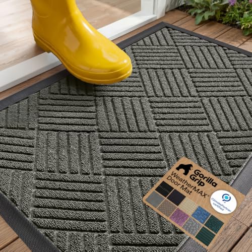 GORILLA GRIP WeatherMAX Indoor/Outdoor Door Mat 35x23 Gray Diamond