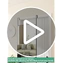 DMWOODFL 48x14 Rounded Rectangle Over The Door Mirror Silver White No Drill Installation