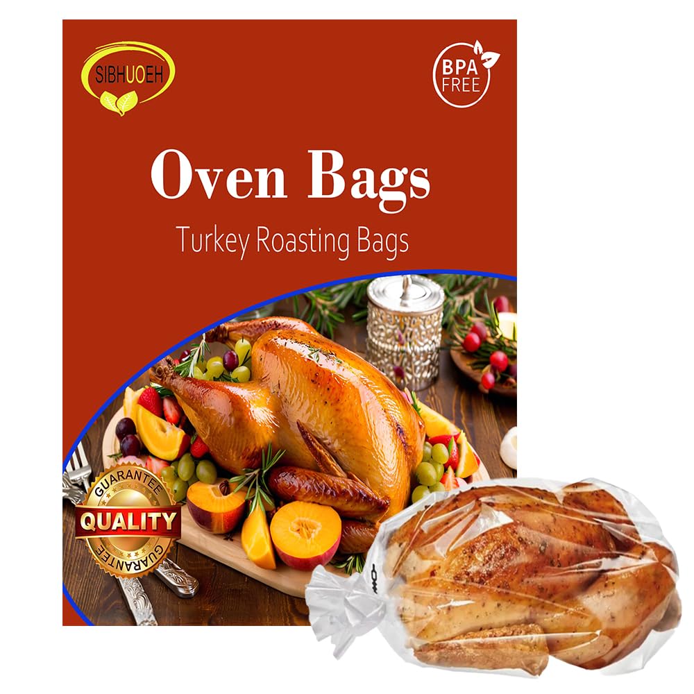 Turkey Bags for Oven, Cooking Bags for Oven, 6 Count 17"×22" Large Size Turkey Oven Bags, BPA-Free, Oven Bags for Roasting Meat Ham Vegetable Seafood
