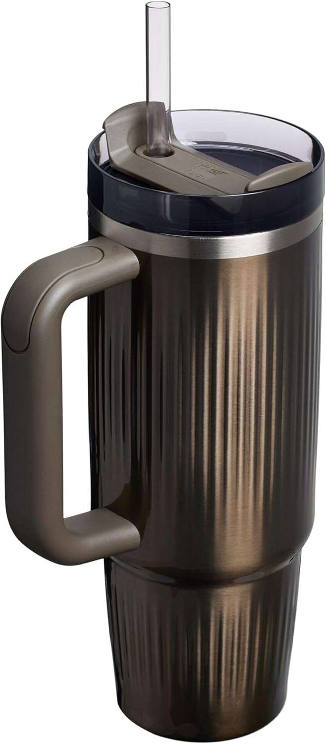 STANLEY Quencher H2.0 Tumbler - 30 oz Insulated Stainless Steel with Handle & Straw | BPA-Free Fluted Gunmetal Shine