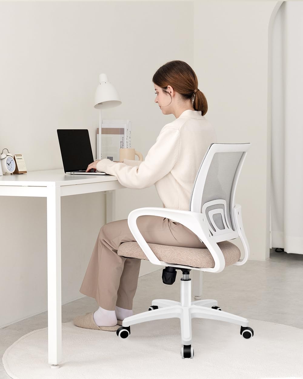 NEO CHAIR Ergonomic Office Desk Chair - Comfy Mesh Cushion with Lumbar Support | Adjustable Height, Beige