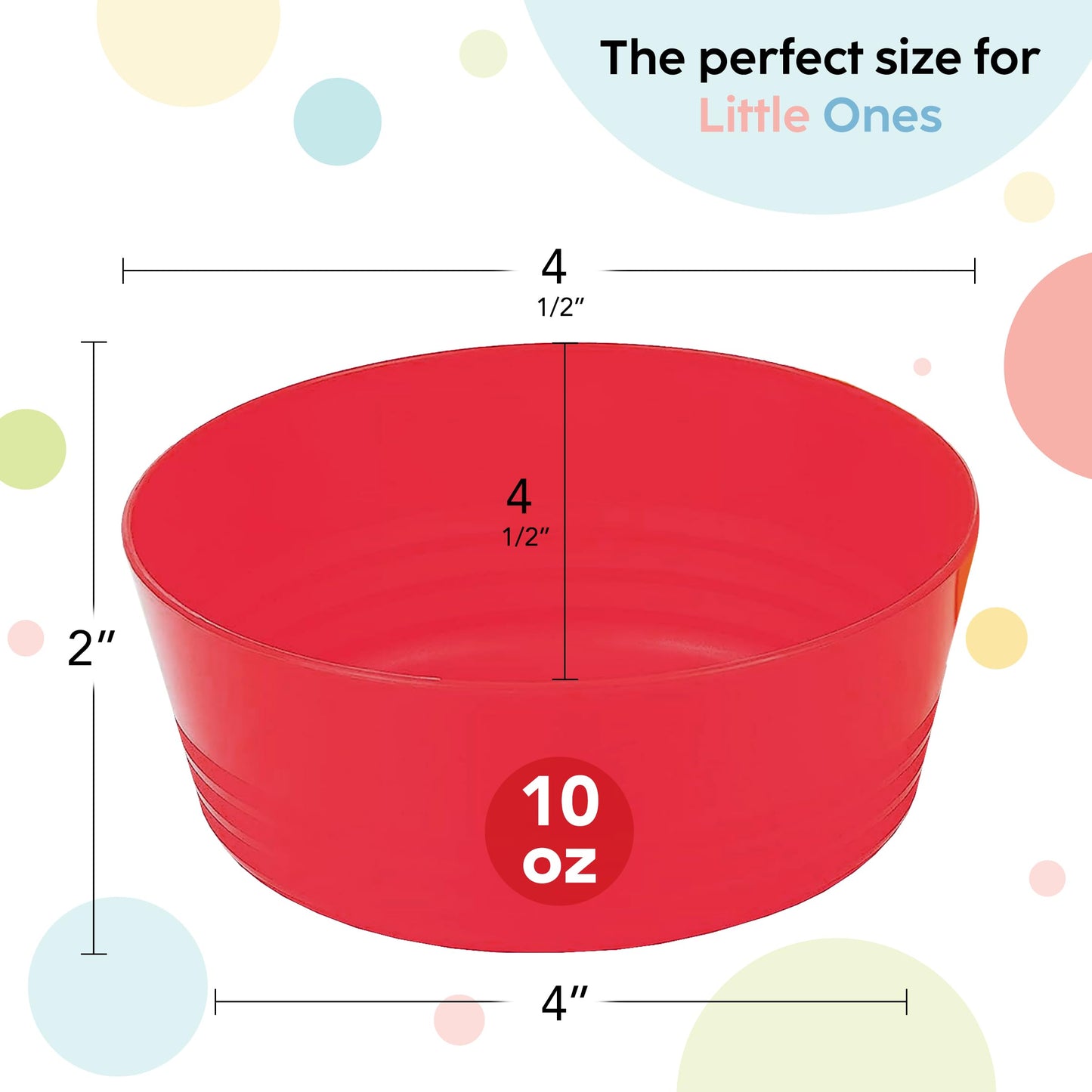 PLASKIDY Kids Plastic Bowls Set of 12, 10 Ounce Microwave Dishwasher Safe BPA Free Non Toxic Toddler Bowls 6 Bright Colors for Cereal, Soup, Snack, for Kids & Toddlers