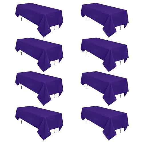Heneger 8 Pack Purple Tablecloth 60 x 102 Inch for 6 Foot Rectangle Tables, Wrinkle Resistant Purple Rectangular Table Cloth Washable Polyester Fabric for Holiday Buffet Wedding Party Banquet