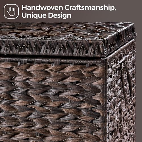 Honjourai Brown PE Rattan 165L Handwoven Wicker Storage Basket with Lid