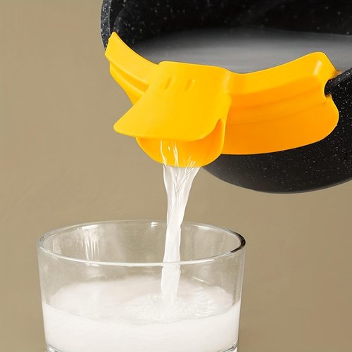 Anti-Spill Funnel - Duckbill Spout for Easy Pouring | Round Edge Liquid Guide in Yellow